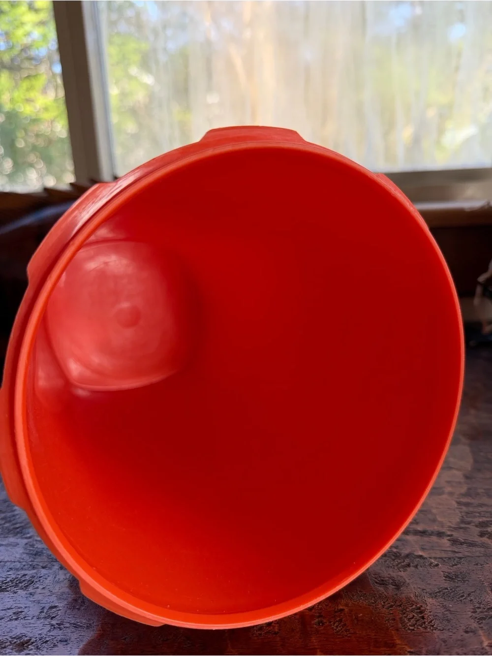 Vintage 1970s Tupperware tangerine orange tall Servalier canister (model #1222)